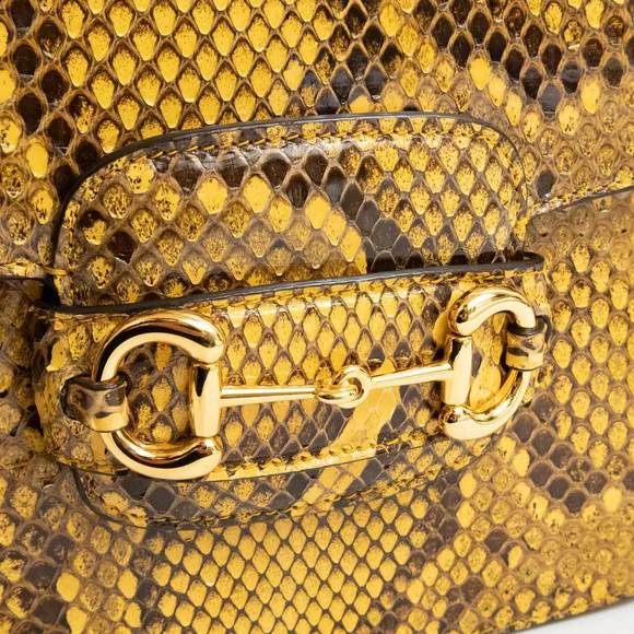 Gucci Python Horsebit 1955 Small Leather Shoulder Bag Yellow - Picture 10 of 10